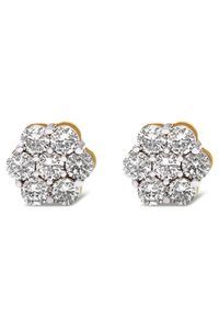 2.0 Cttw Diamond Floral Cluster Earring with Screw Back